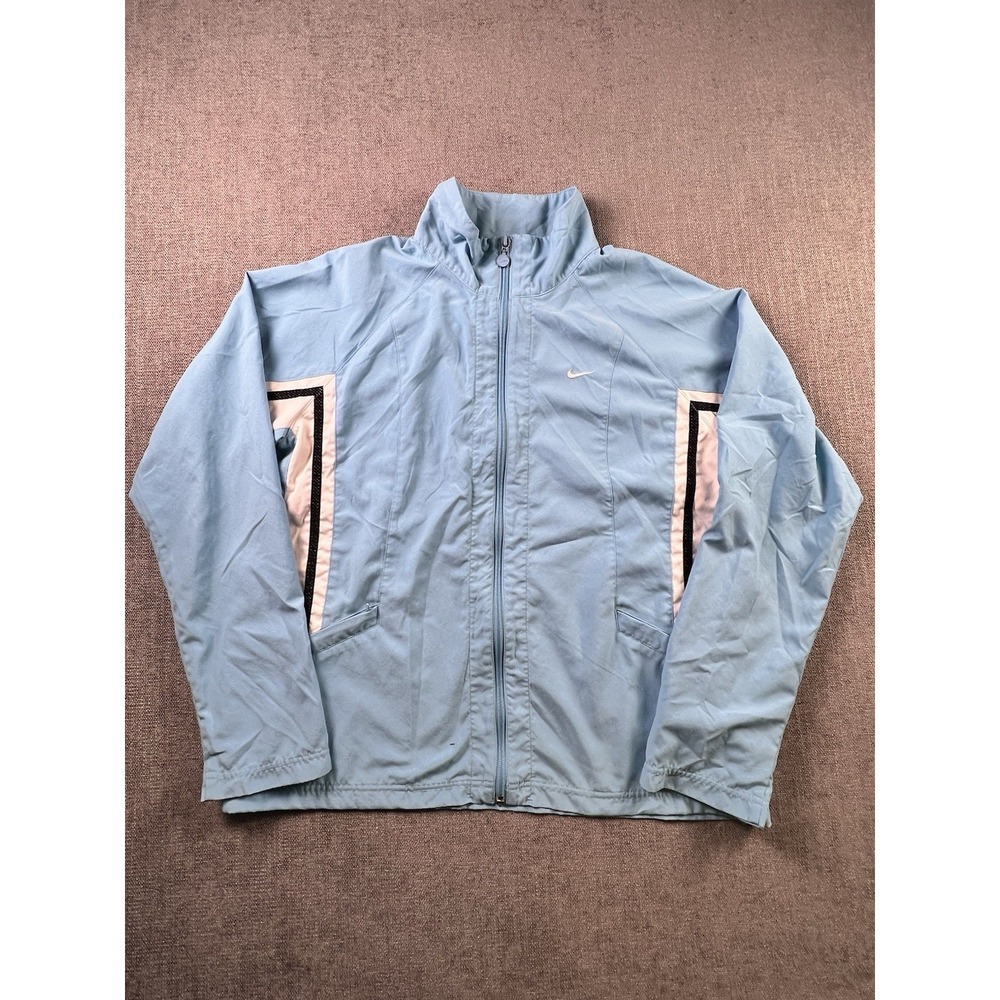 Vintage Nike Full Zip Jacket Women's L 12-14 Carolina Blue Y2K Casual Golf